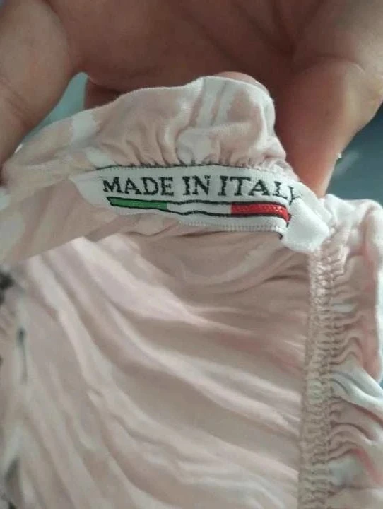 Lichtroze/witte lange jurk met schouderbanden, one size, Made in Italy – photo 7